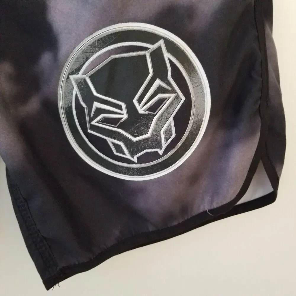 Marvel Black Panther Board Shorts Mens Small Black Gray w/logo Pockets 32x8.5